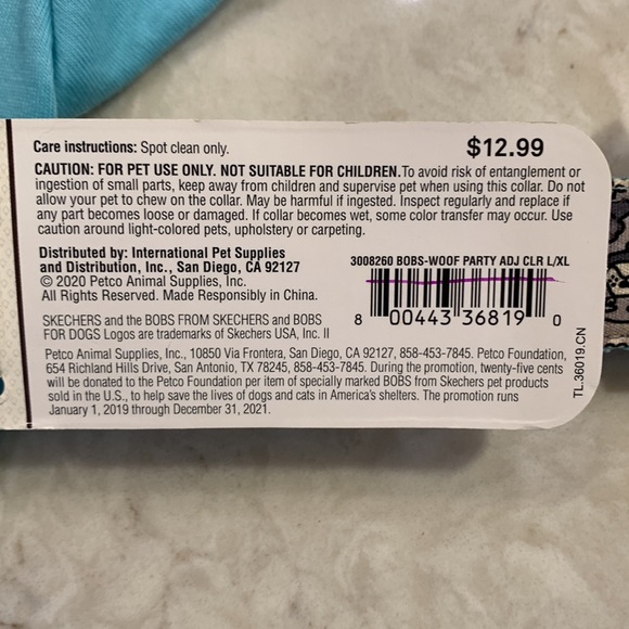 NWT Bobs Skechers Woof Party Set Dog Tee, Collar, Bandana *BENEFITS RESCUE* - Picture 10 of 10